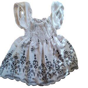 White and Black Baby Doll Top Rayon Size L